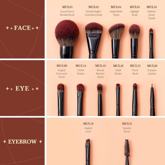 🆕 Women Black Full Makeup Brushes Set Professional Vegan Foundation Concealer - Picture 2 of 8